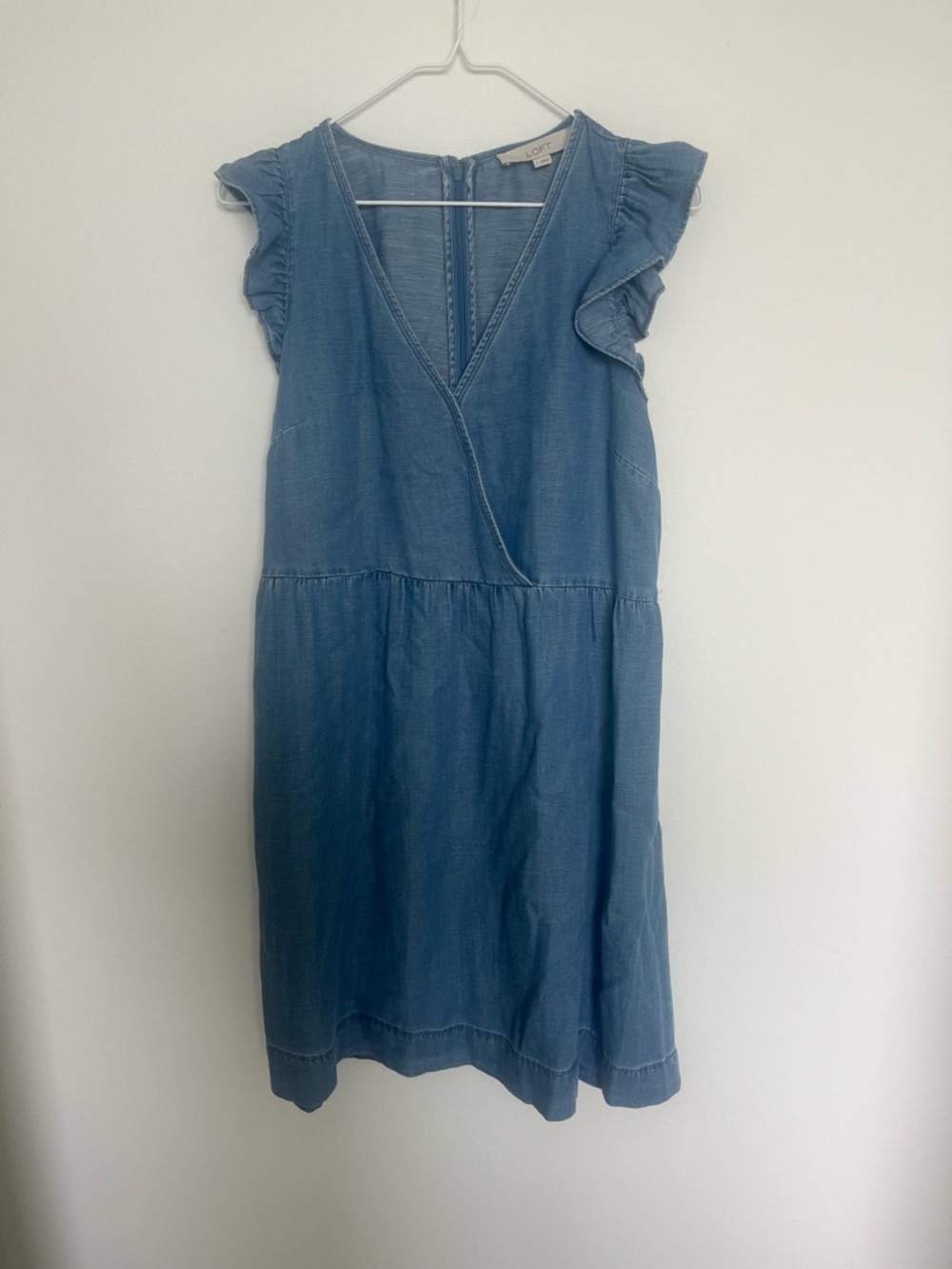 LOFT Denim Flutter Sleeve Dress